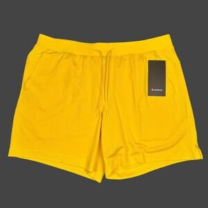 New Lululemon Double-Layered Mesh Shorts 7" Linerless Men XXL Yellow Drawstring
